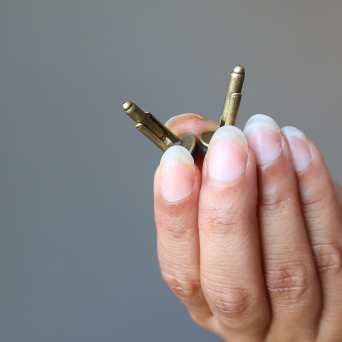 blue kyanite antique bronze cufflinks
