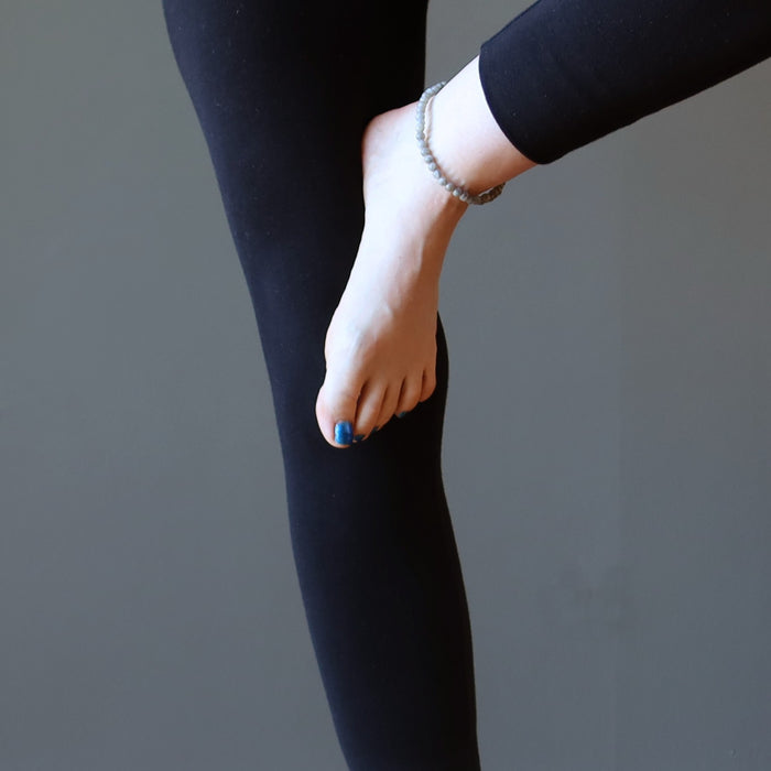 labradorite anklet on ankle