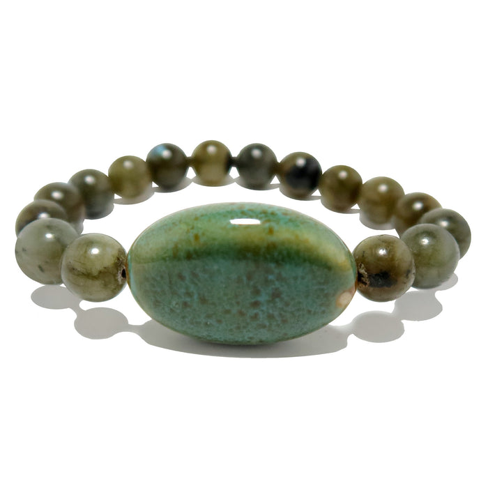 Labradorite Bracelet Blue Oval Ceramic Mirror