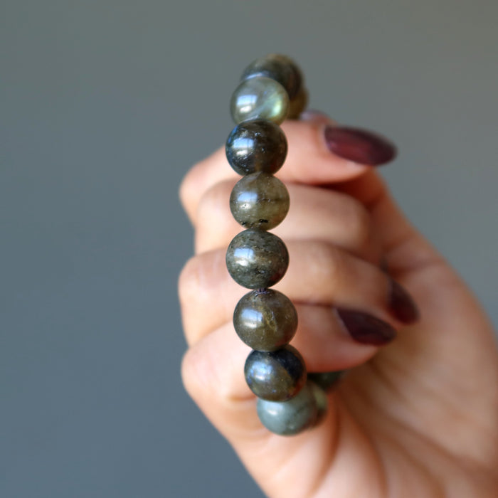 Labradorite Bracelet Blue Oval Ceramic Mirror