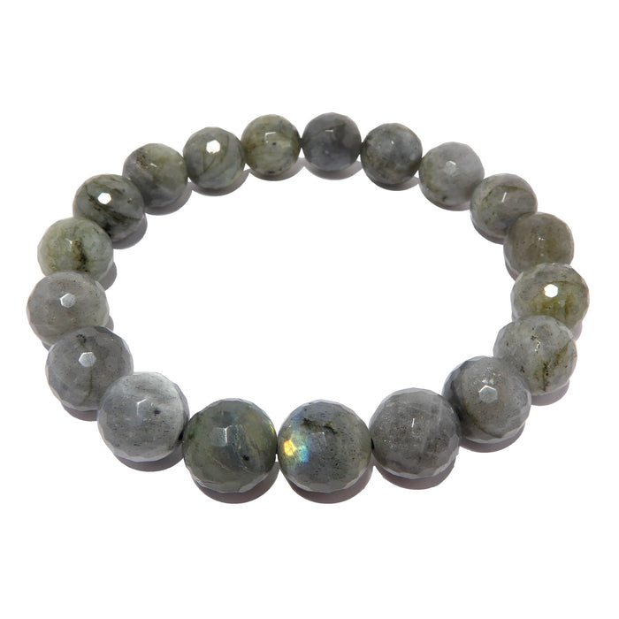 faceted labradorite beaded stretch bracelet