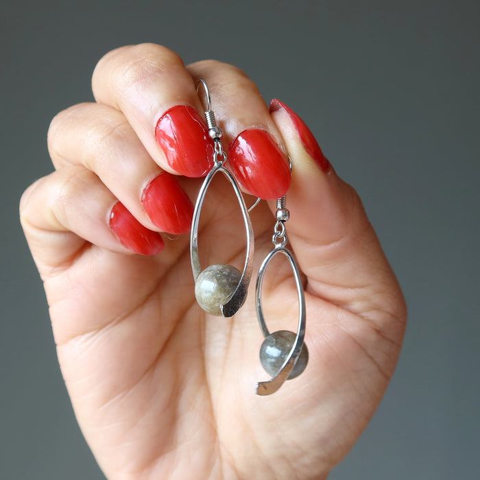 Labradorite Earrings Swing of Faith Full Moon Gems