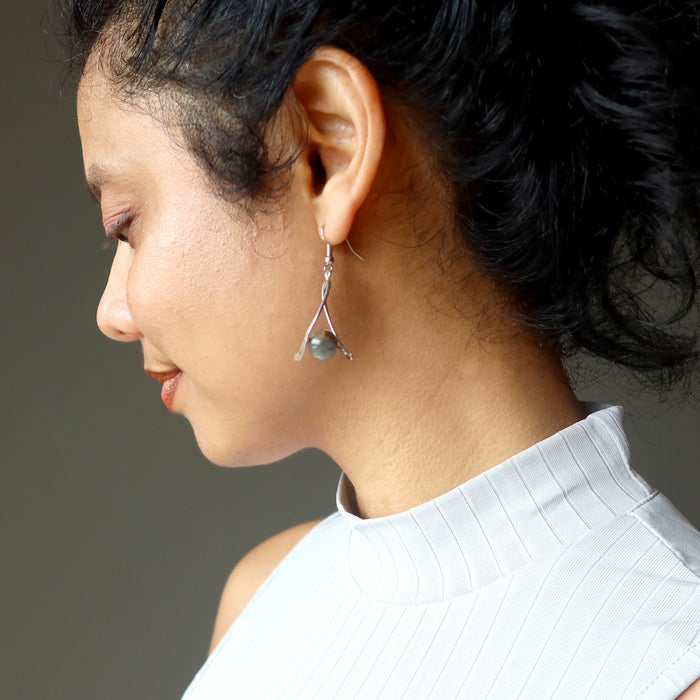 Labradorite Earrings Swing of Faith Full Moon Gems