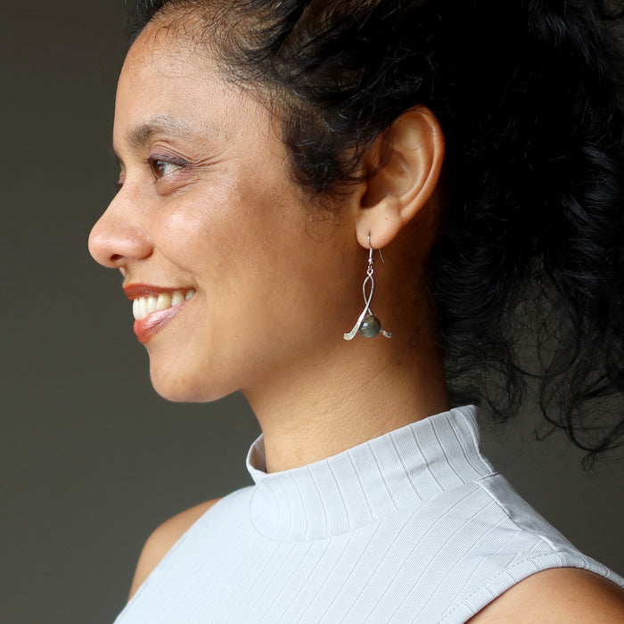 Labradorite Earrings Swing of Faith Full Moon Gems