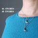 sheila of satin crystals wearing faceted labradorite crescent moon gold chain necklaces to show 16 and 18 inch lengths