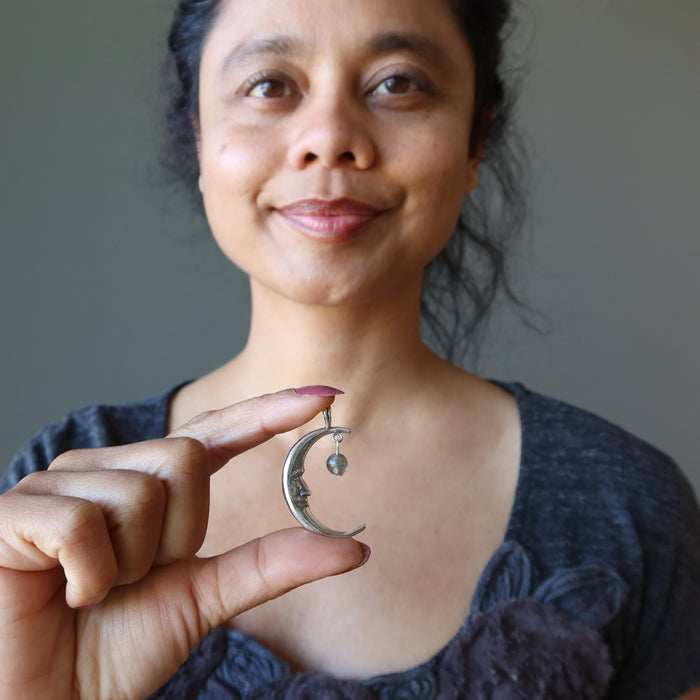 labradorite new moon pendant