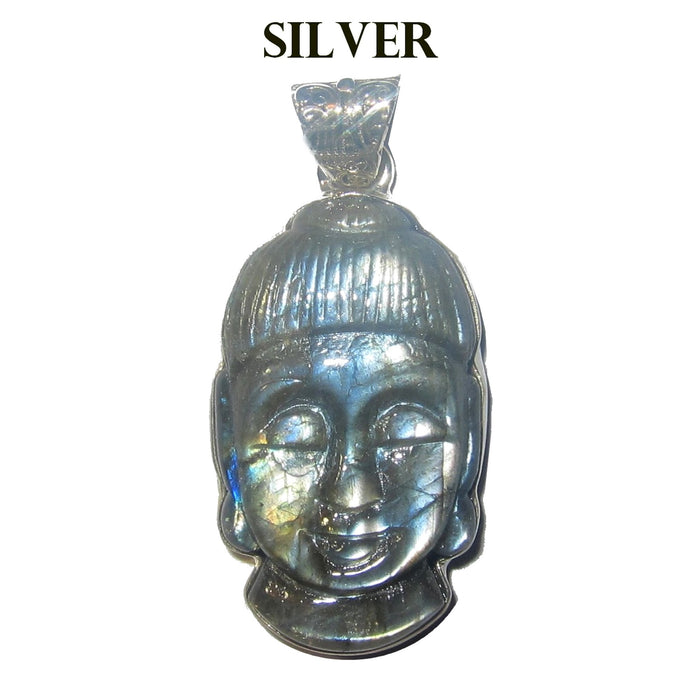 Labradorite Pendant Rainbow Buddha Sterling Silver