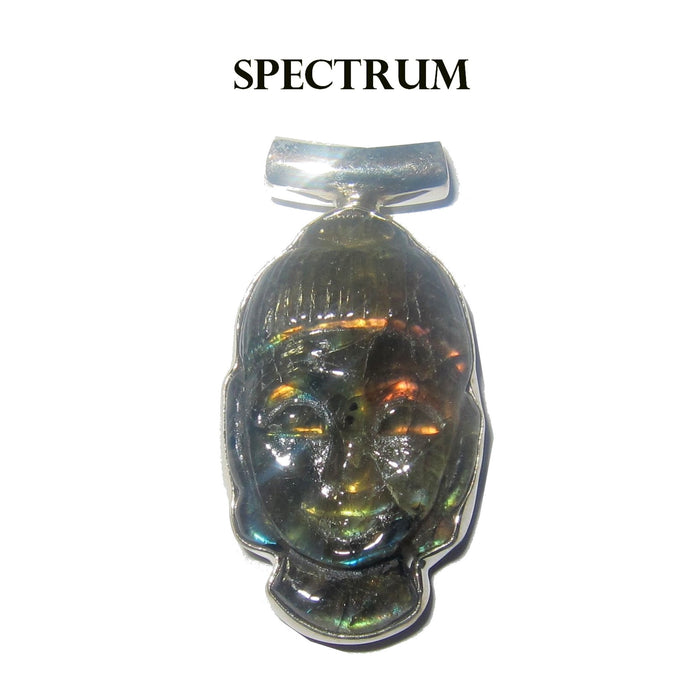 Labradorite Pendant Rainbow Buddha Sterling Silver