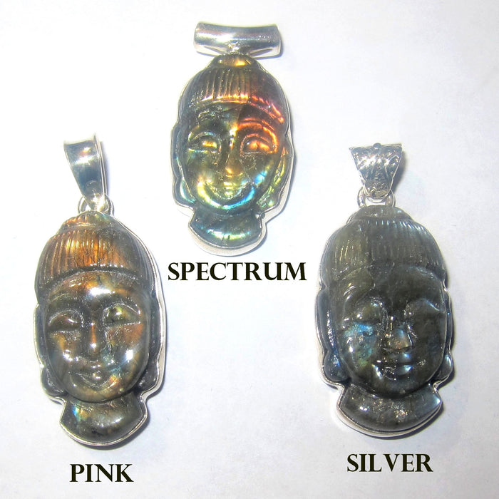 Labradorite Pendant Rainbow Buddha Sterling Silver