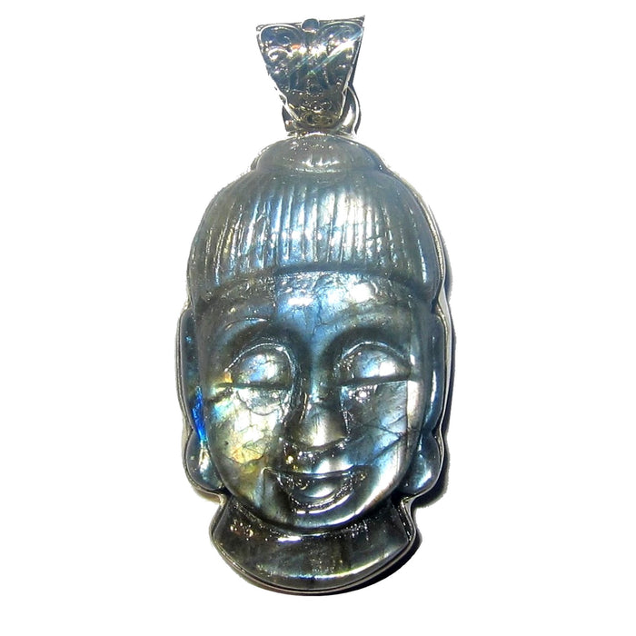Labradorite Pendant Rainbow Buddha Sterling Silver