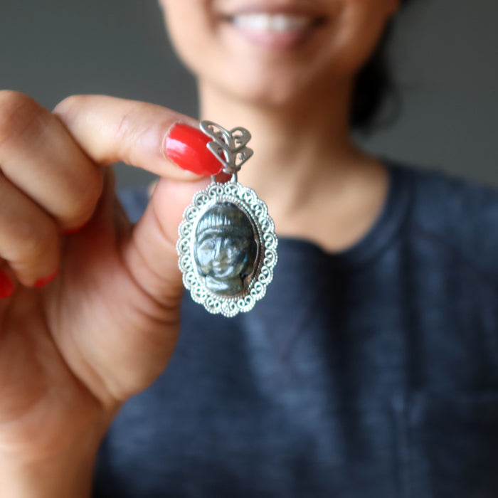 labradorite buddha pendant