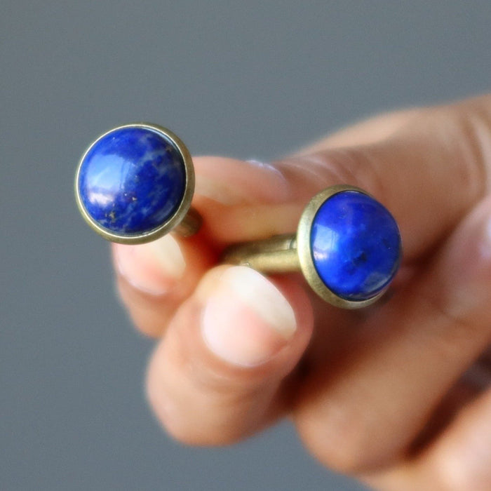 lapis antique bronze cufflinks