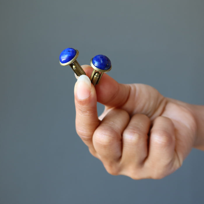 lapis antique bronze cufflinks