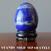 lapis egg on wood display stand