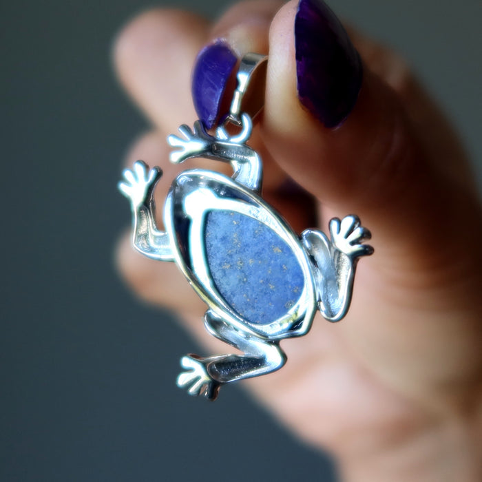 back of lapis frog pendant