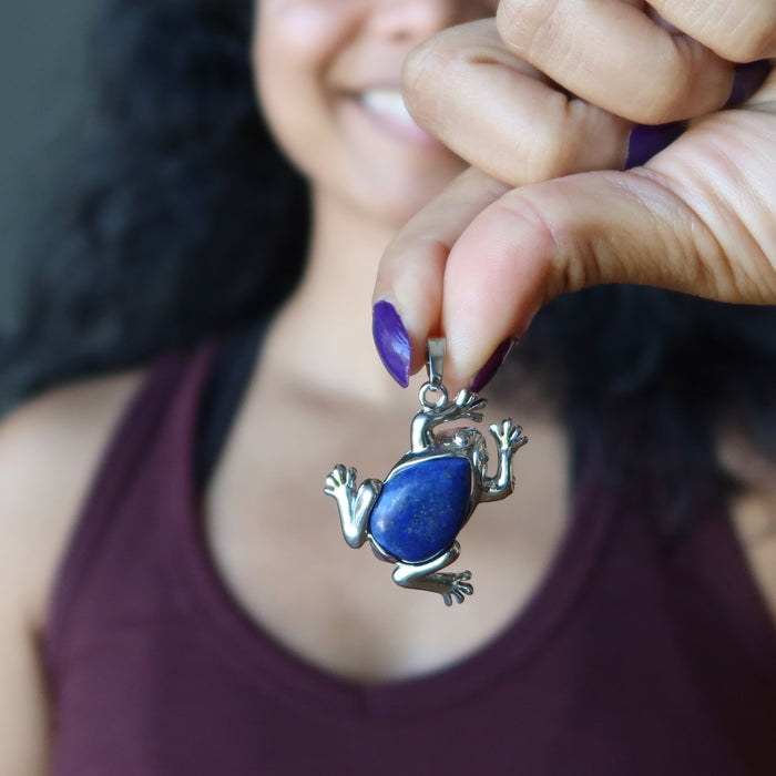 lapis frog pendant