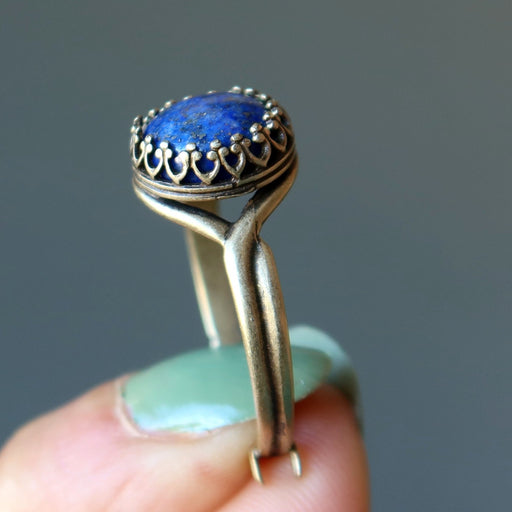 lapis antique brass ring