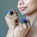 sheila of satin crystals wearing lapis pyramid rings