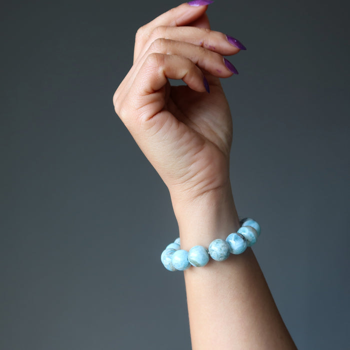 larimar bracelet on wrist