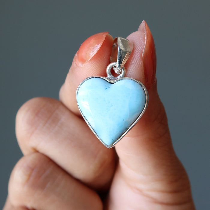 Larimar Pendant Heart Love is Lovely Blue Gem Sterling Silver