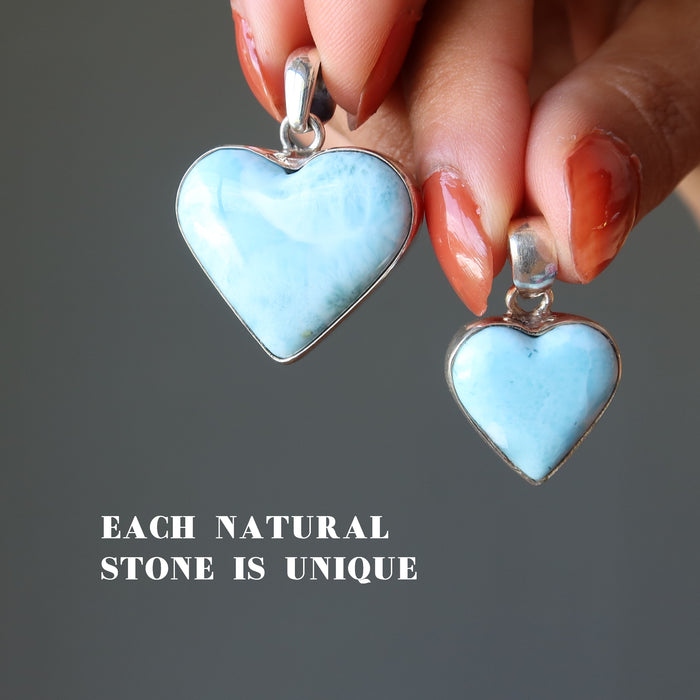 Larimar Pendant Heart Love is Lovely Blue Gem Sterling Silver