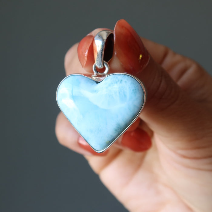 Larimar Pendant Heart Love is Lovely Blue Gem Sterling Silver