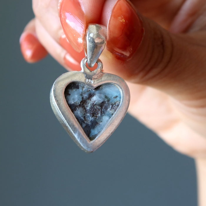 Larimar Pendant Heart Love is Lovely Blue Gem Sterling Silver