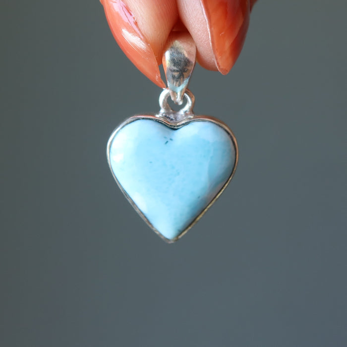 Larimar Pendant Heart Love is Lovely Blue Gem Sterling Silver