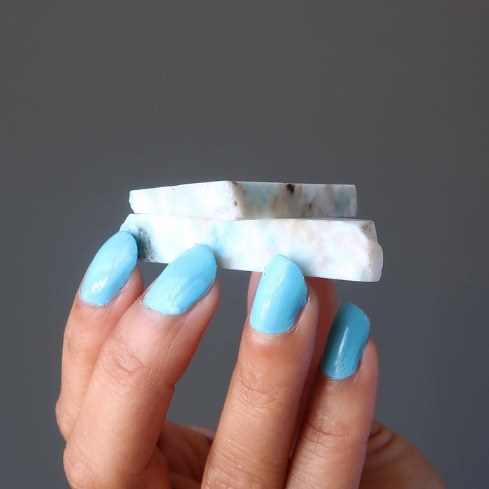 Larimar Charger Pair Sky Blue Healing Gem Slices