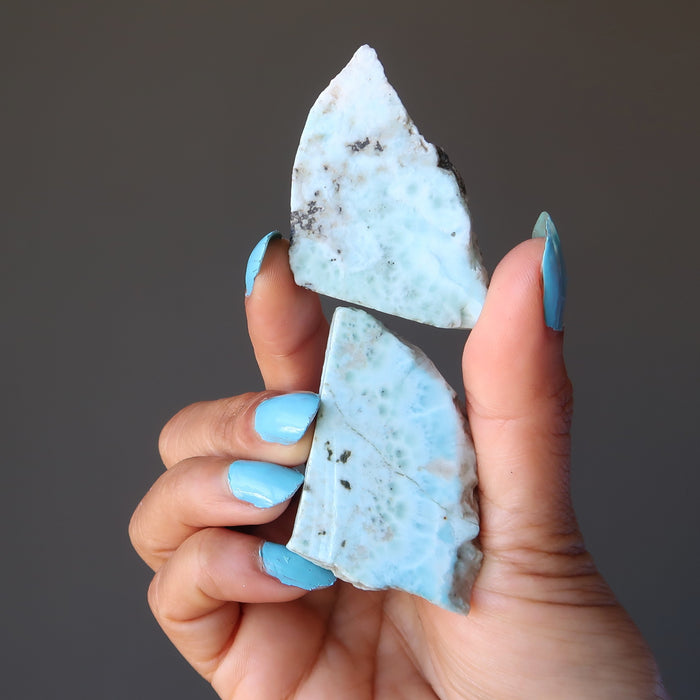 Larimar Charger Pair Sky Blue Healing Gem Slices