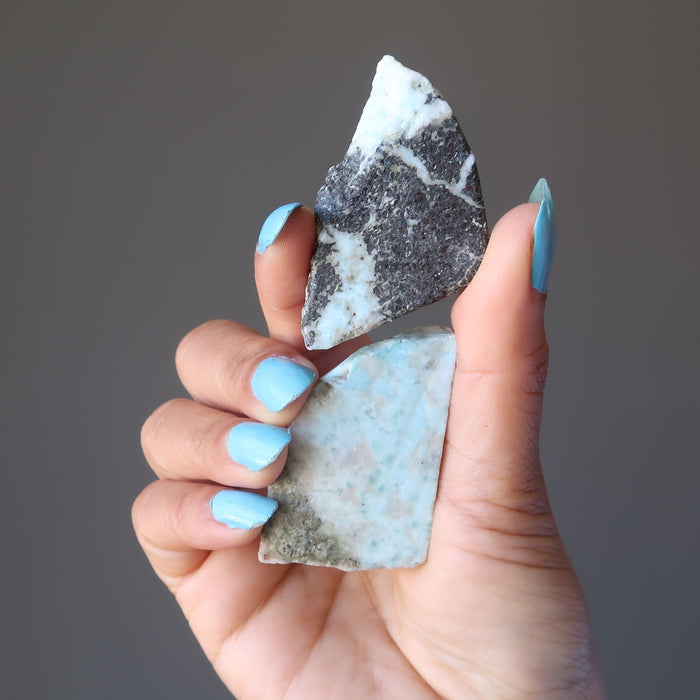 Larimar Charger Pair Sky Blue Healing Gem Slices