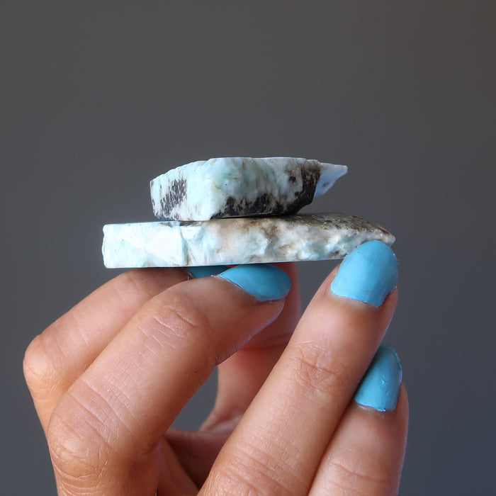 Larimar Charger Pair Sky Blue Healing Gem Slices