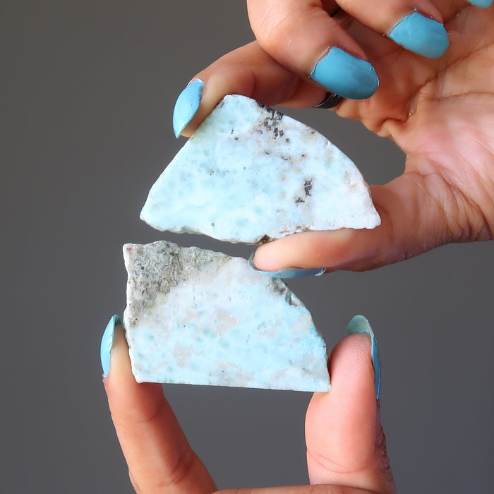 Larimar Charger Pair Sky Blue Healing Gem Slices