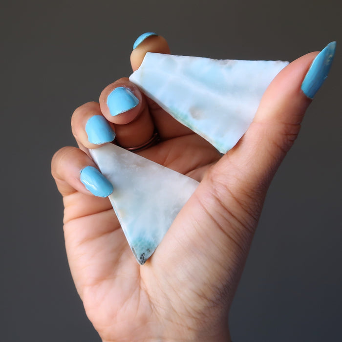 Larimar Charger Pair Sky Blue Healing Gem Slices