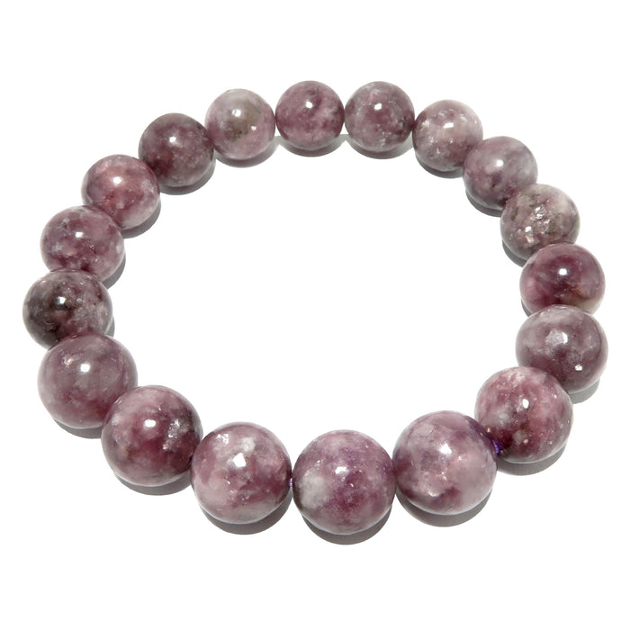 light purple lepidolite round beaded stretch bracelet