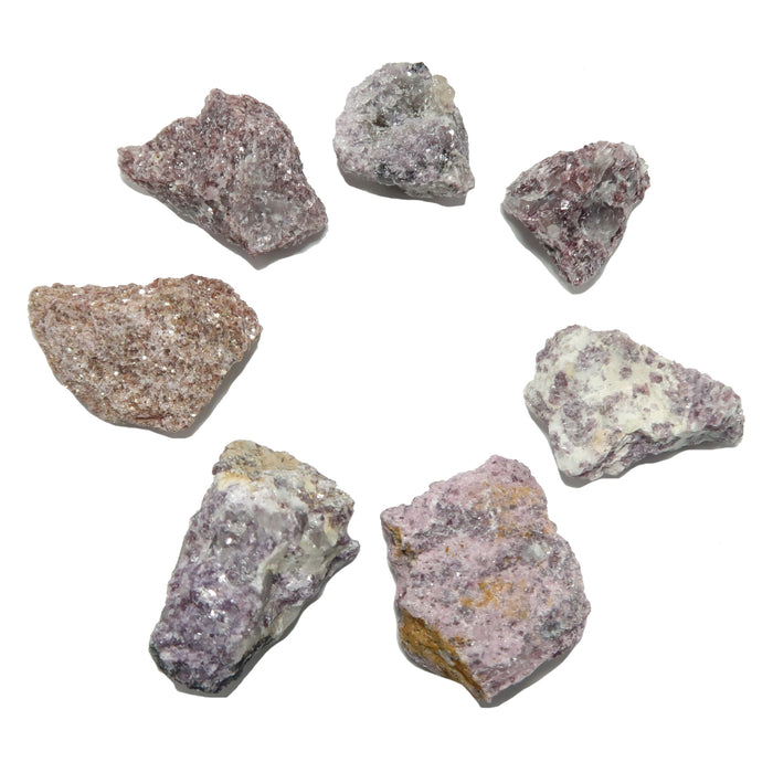 7 raw lepidolite stones