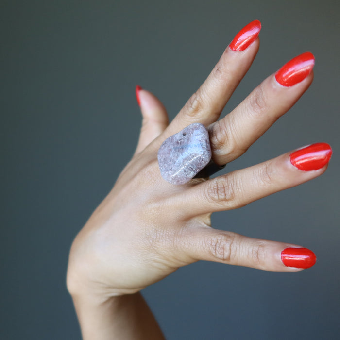 tumbled lepidolite ring