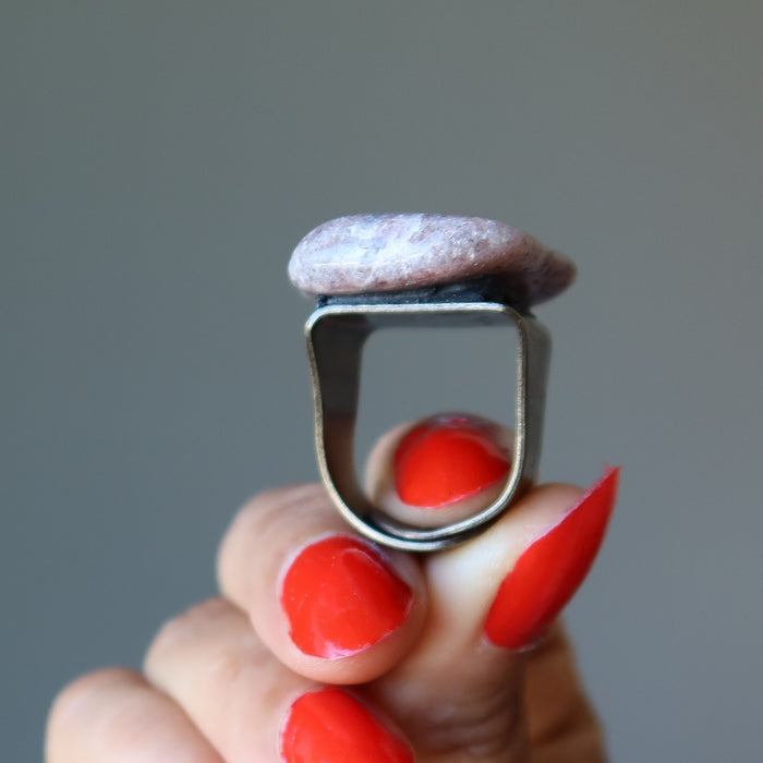 tumbled lepidolite ring