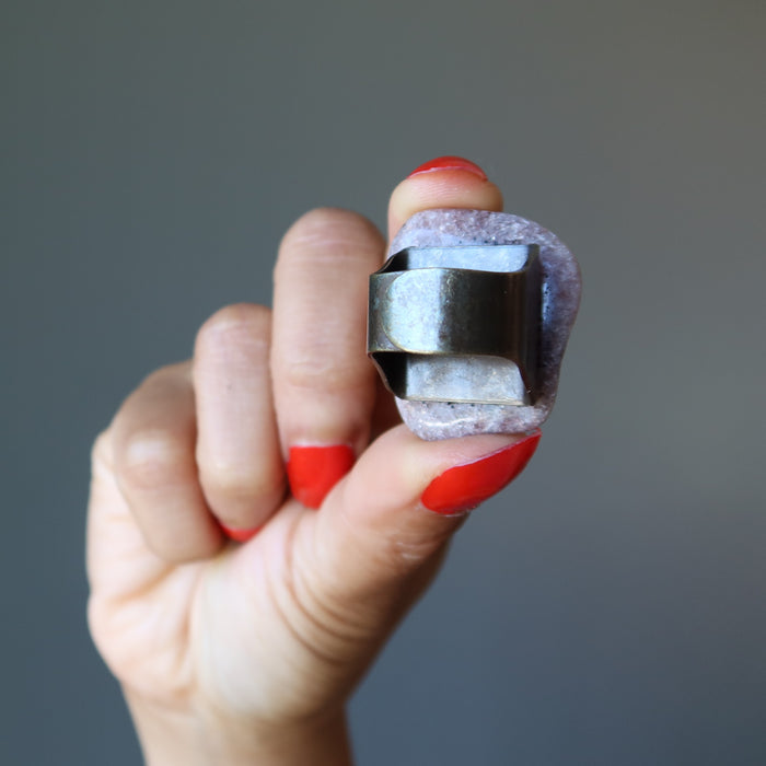 tumbled lepidolite ring