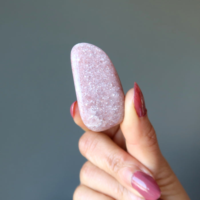 purple lepidolite tumbled stone