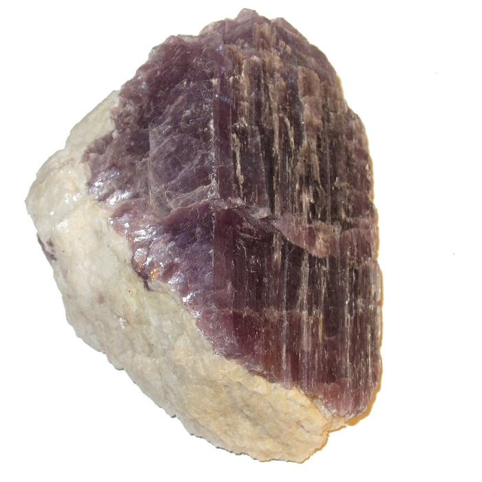 rough purple lepidolite on white quartz cluster