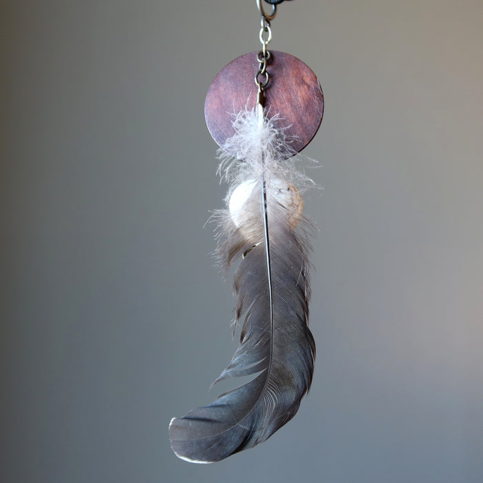magnesite heart feather necklace
