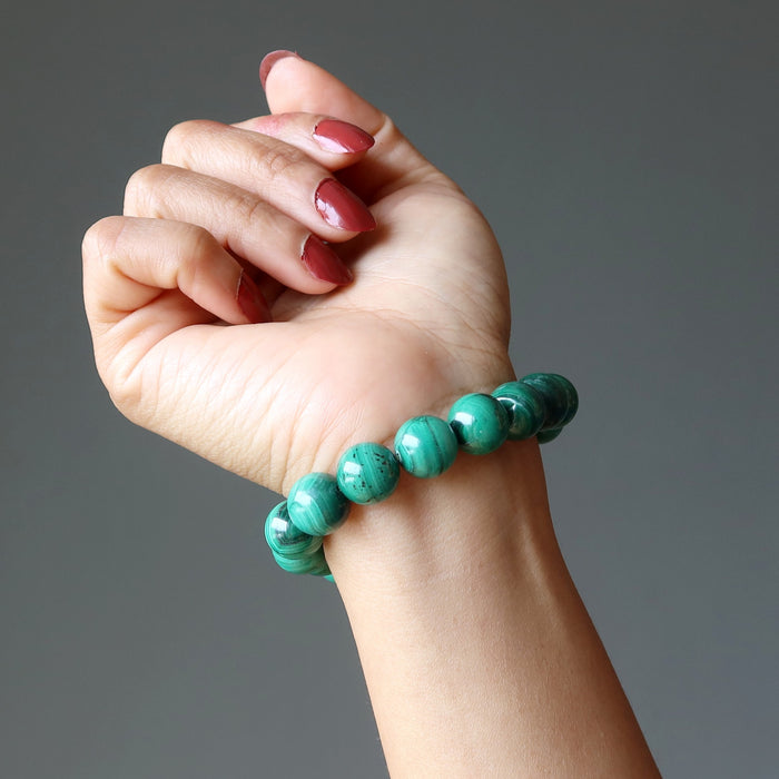 malachite bracelet on wrist