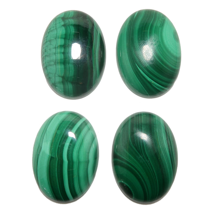 4 malachite oval cabochons