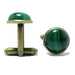 banded green malachite crystals in antique bronze cufflinks