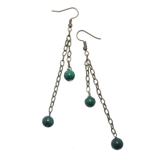 long malachite dangle earrings