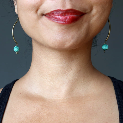 carved malachite dangle earrings