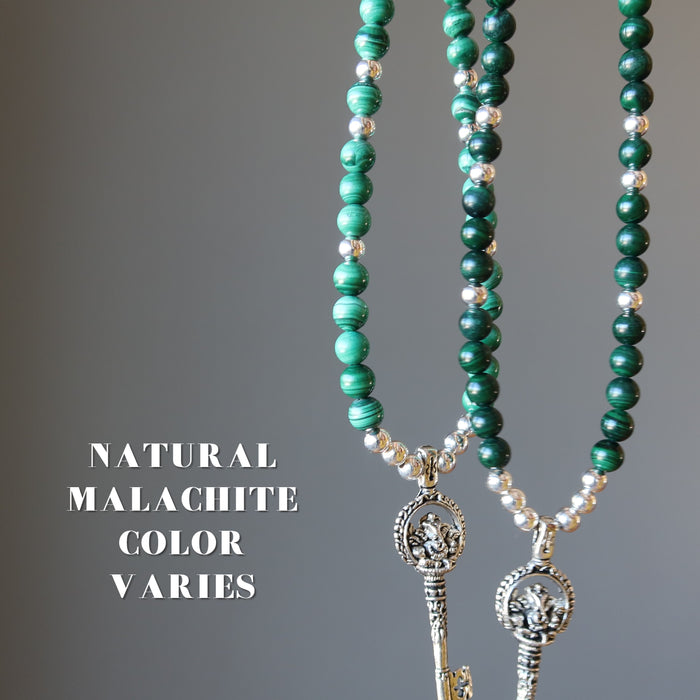 silver ganesh skeleton key malachite necklaces