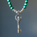 silver ganesh skeleton key malachite necklace