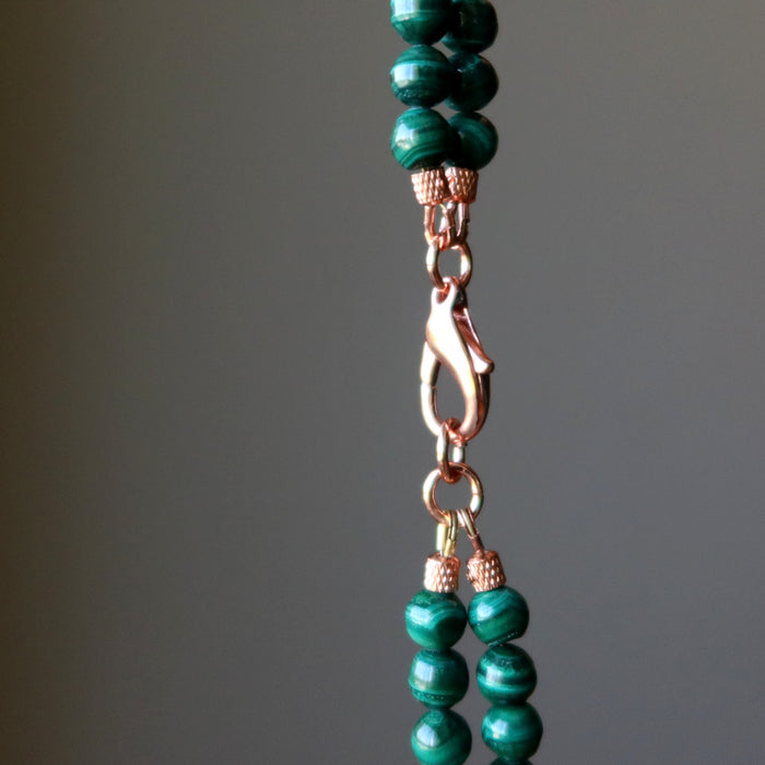 lobster claw clasp in double strand malachite necklace